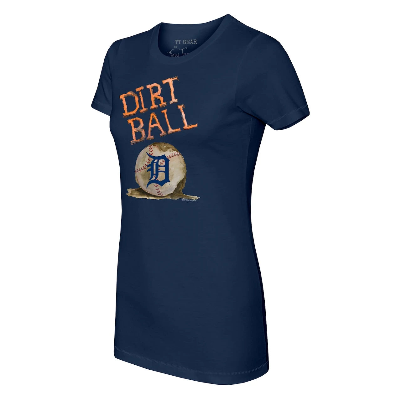 Women's Detroit Tigers Tiny Turnip Navy Dirt Ball T-Shirt 4 Women's Detroit Tigers Tiny Turnip Navy Dirt Ball T-Shirt - Image 2