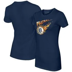 Women's Detroit Tigers Tiny Turnip Navy Fastball T-Shirt