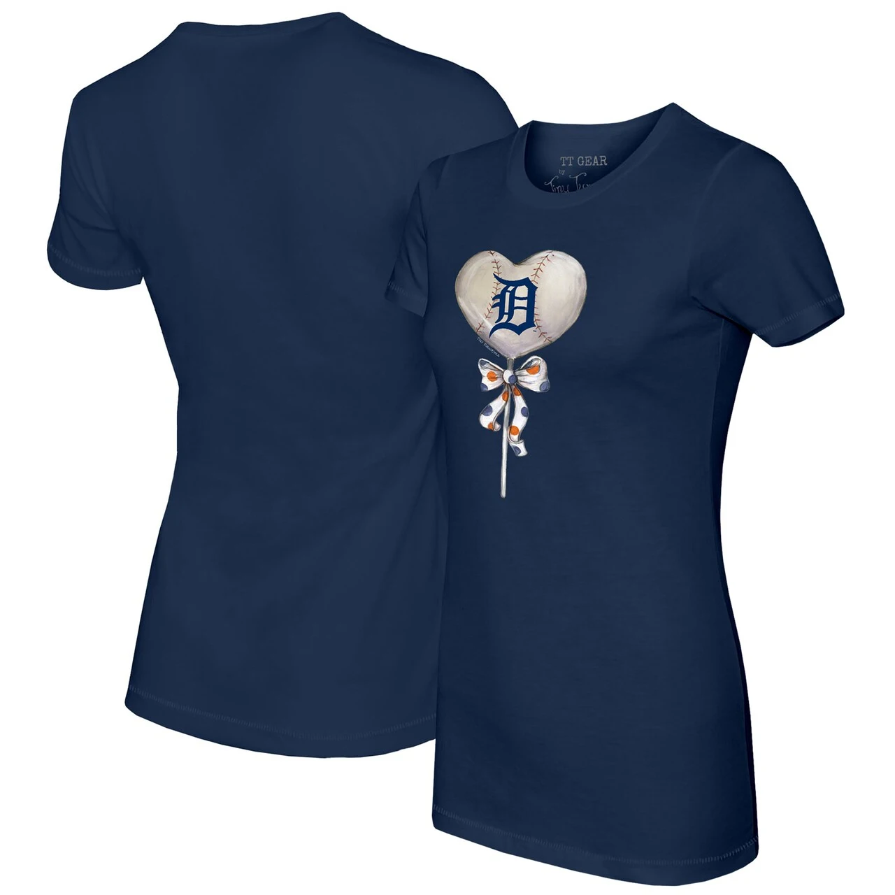 Women's Detroit Tigers Tiny Turnip Navy Heart Lolly T-Shirt 3 Women's Detroit Tigers Tiny Turnip Navy Heart Lolly T-Shirt