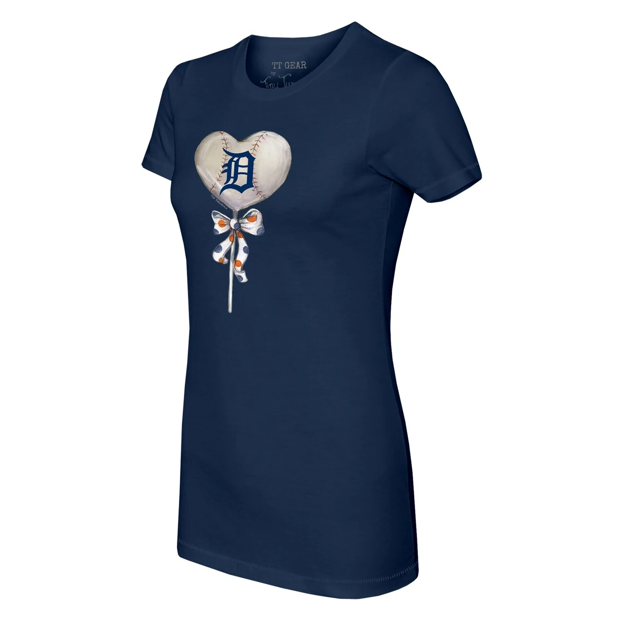 Women's Detroit Tigers Tiny Turnip Navy Heart Lolly T-Shirt 4 Women's Detroit Tigers Tiny Turnip Navy Heart Lolly T-Shirt - Image 2