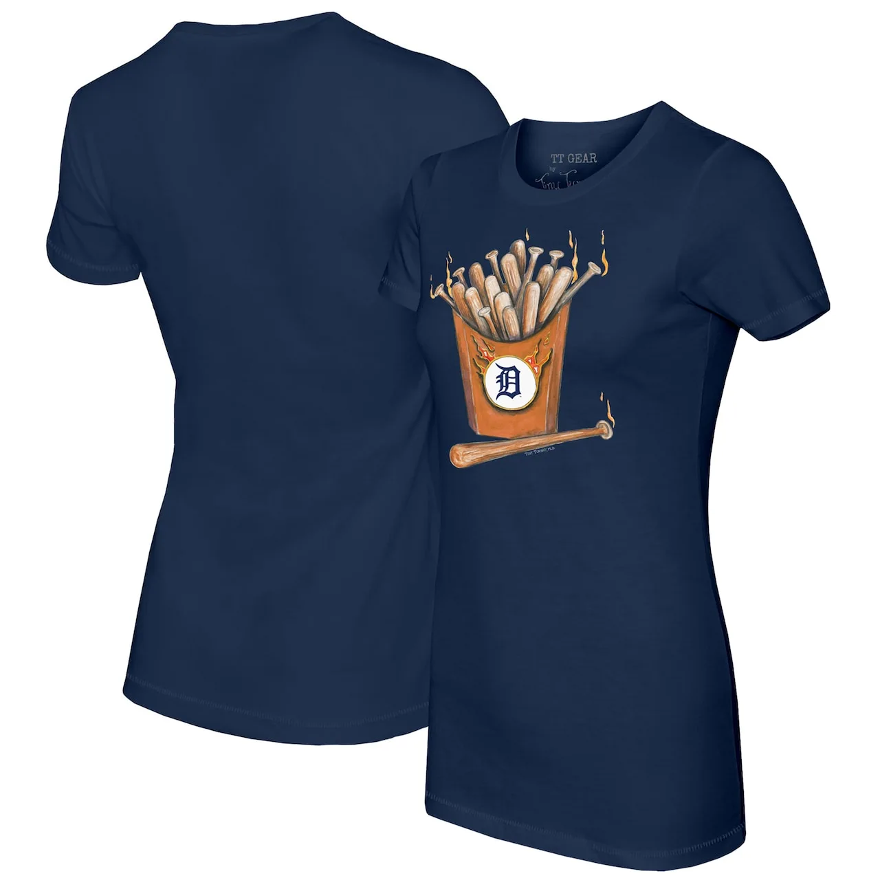 Women's Detroit Tigers Tiny Turnip Navy Hot Bats T-Shirt 3 Women's Detroit Tigers Tiny Turnip Navy Hot Bats T-Shirt
