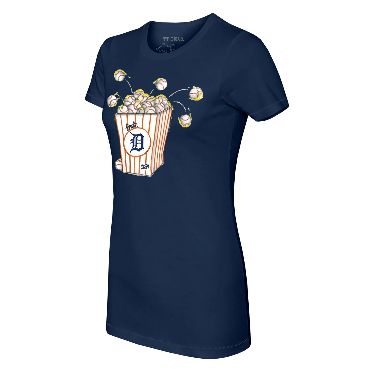 Women's Detroit Tigers Tiny Turnip Navy Popcorn T-Shirt 4 Women's Detroit Tigers Tiny Turnip Navy Popcorn T-Shirt - Image 2