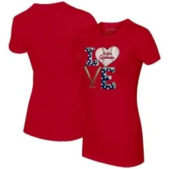 Women's St. Louis Cardinals Tiny Turnip Red Baseball Love T-Shirt