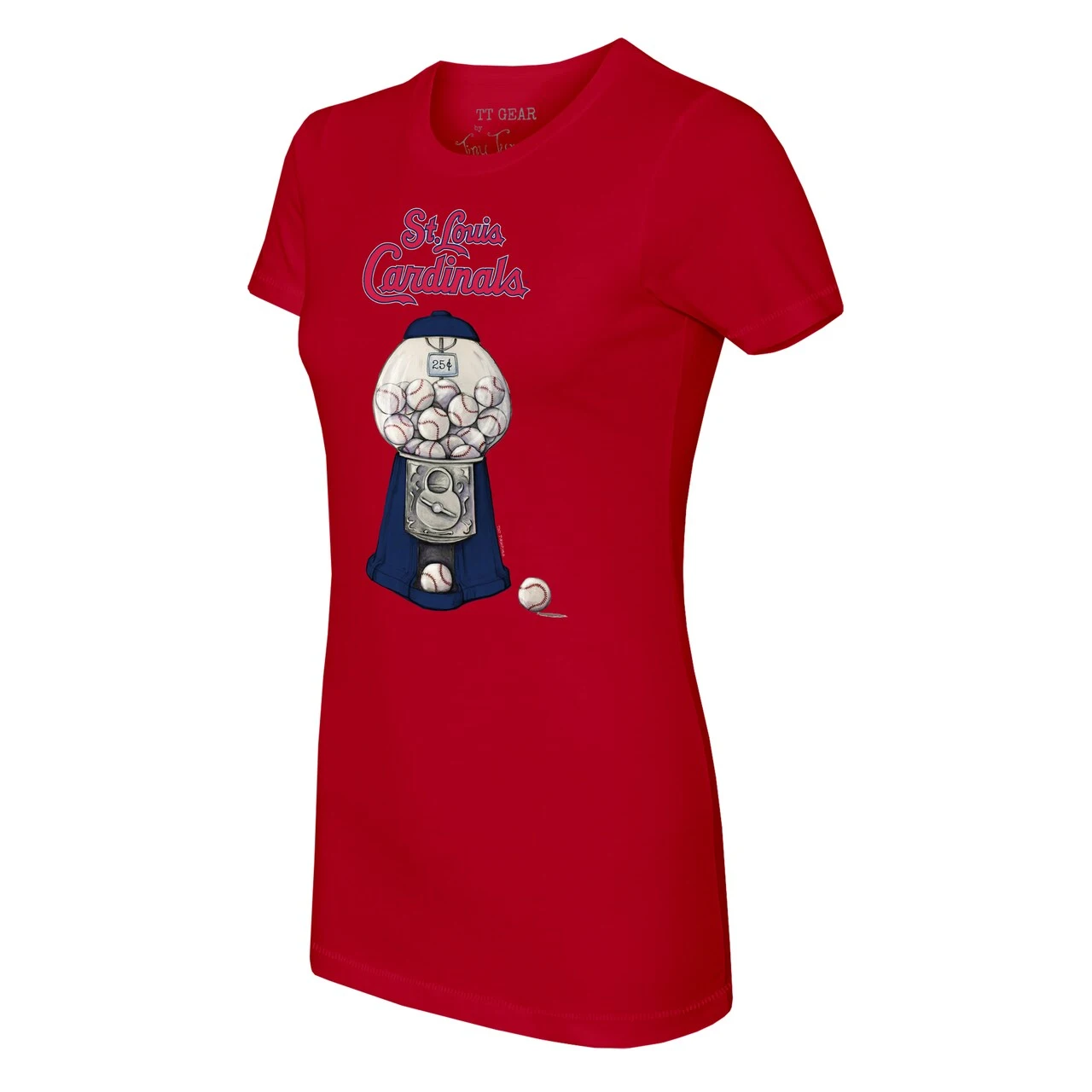 Women's St. Louis Cardinals Tiny Turnip Red Gumball Machine T-Shirt 4 Women's St. Louis Cardinals Tiny Turnip Red Gumball Machine T-Shirt - Image 2