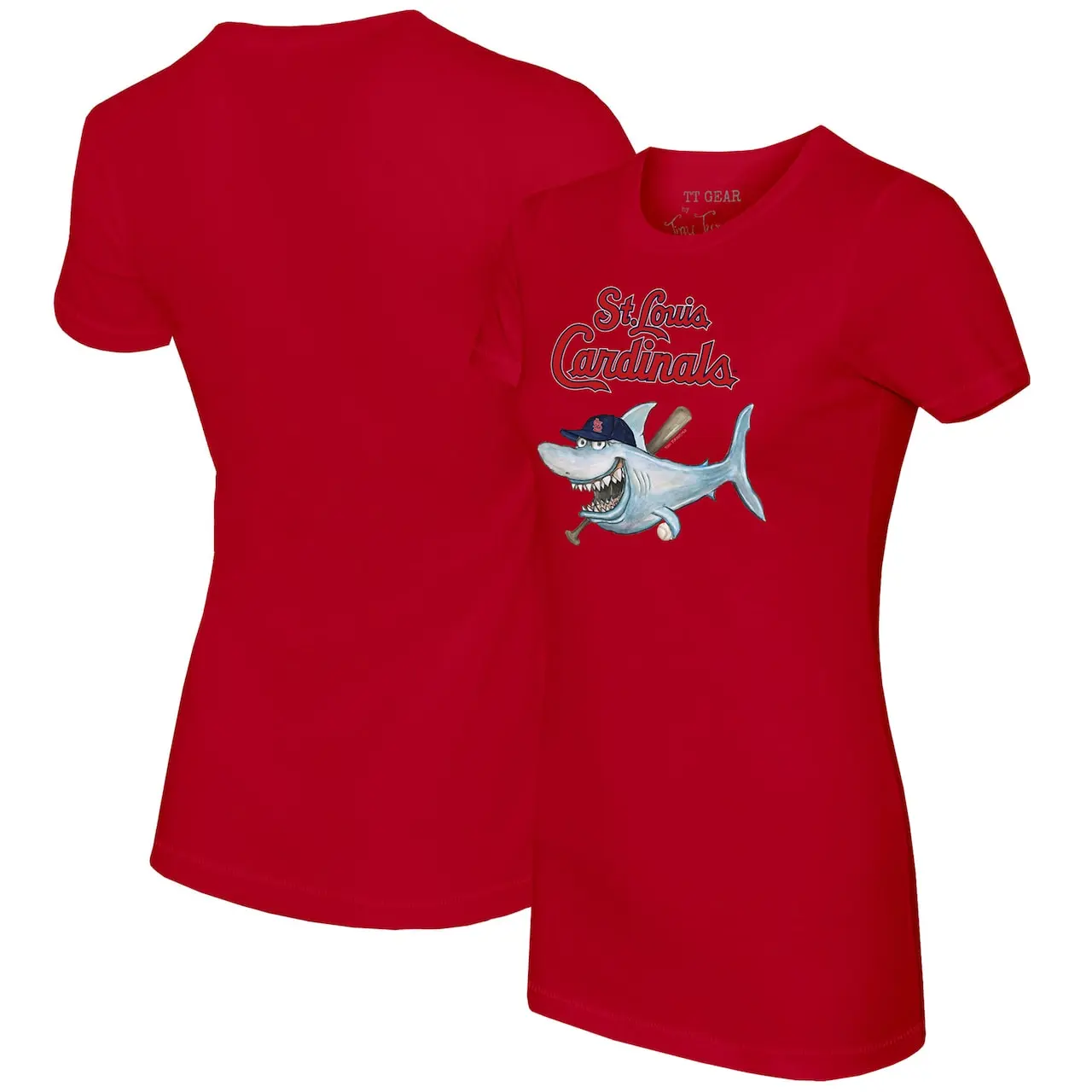 Women's St. Louis Cardinals Tiny Turnip Red Shark T-Shirt 3 Women's St. Louis Cardinals Tiny Turnip Red Shark T-Shirt