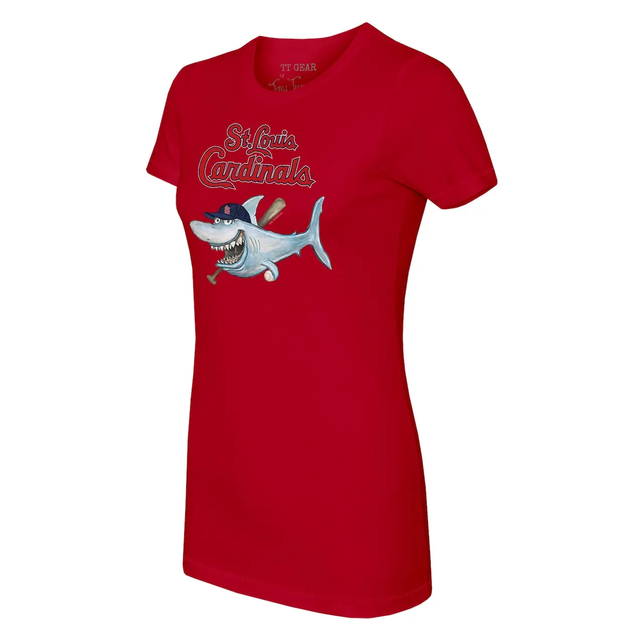Women's St. Louis Cardinals Tiny Turnip Red Shark T-Shirt 4 Women's St. Louis Cardinals Tiny Turnip Red Shark T-Shirt - Image 2