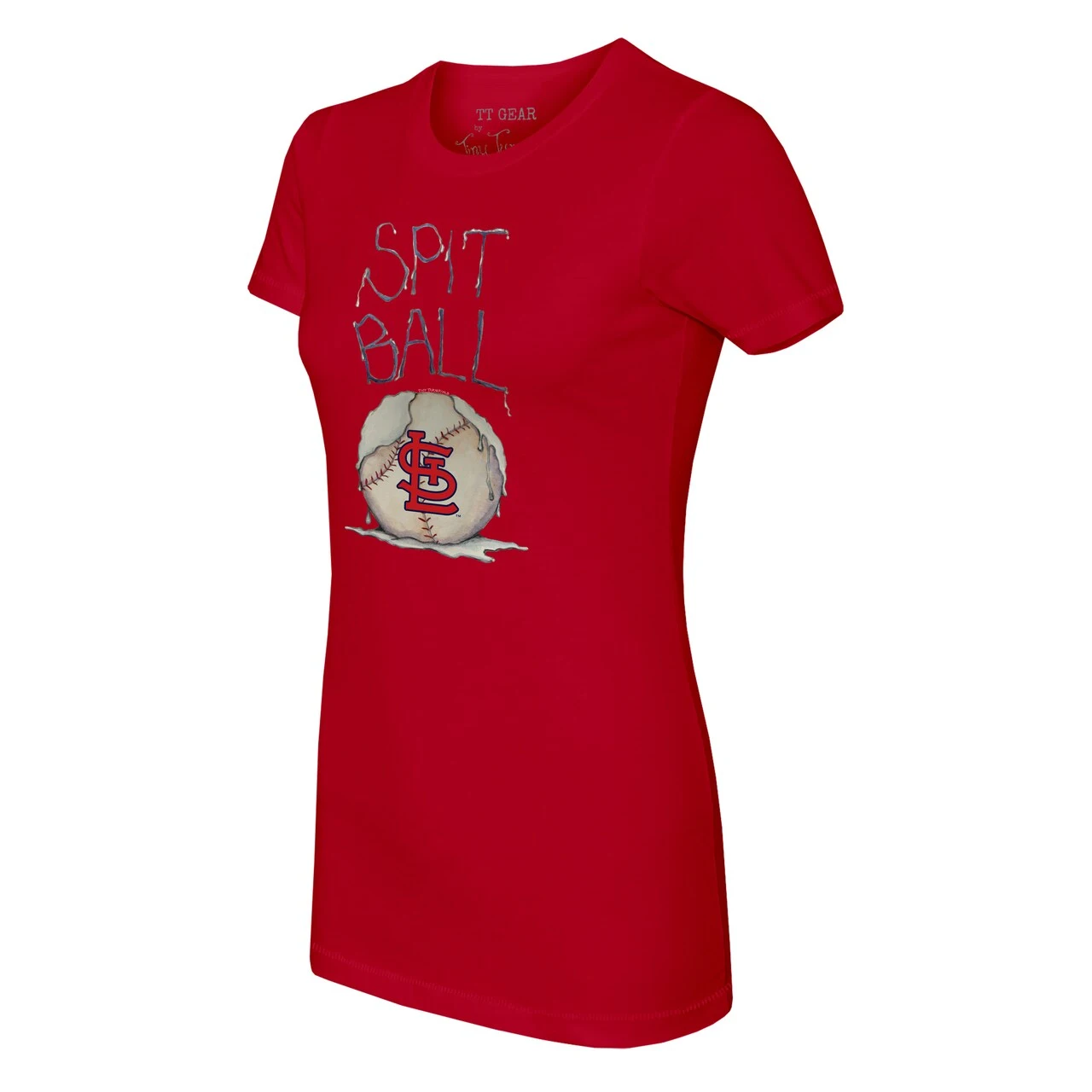 Women's St. Louis Cardinals Tiny Turnip Red Spit Ball T-Shirt 4 Women's St. Louis Cardinals Tiny Turnip Red Spit Ball T-Shirt - Image 2