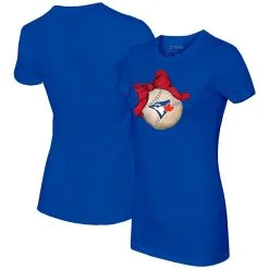 Women's Toronto Blue Jays Tiny Turnip Royal Baseball Bow T-Shirt