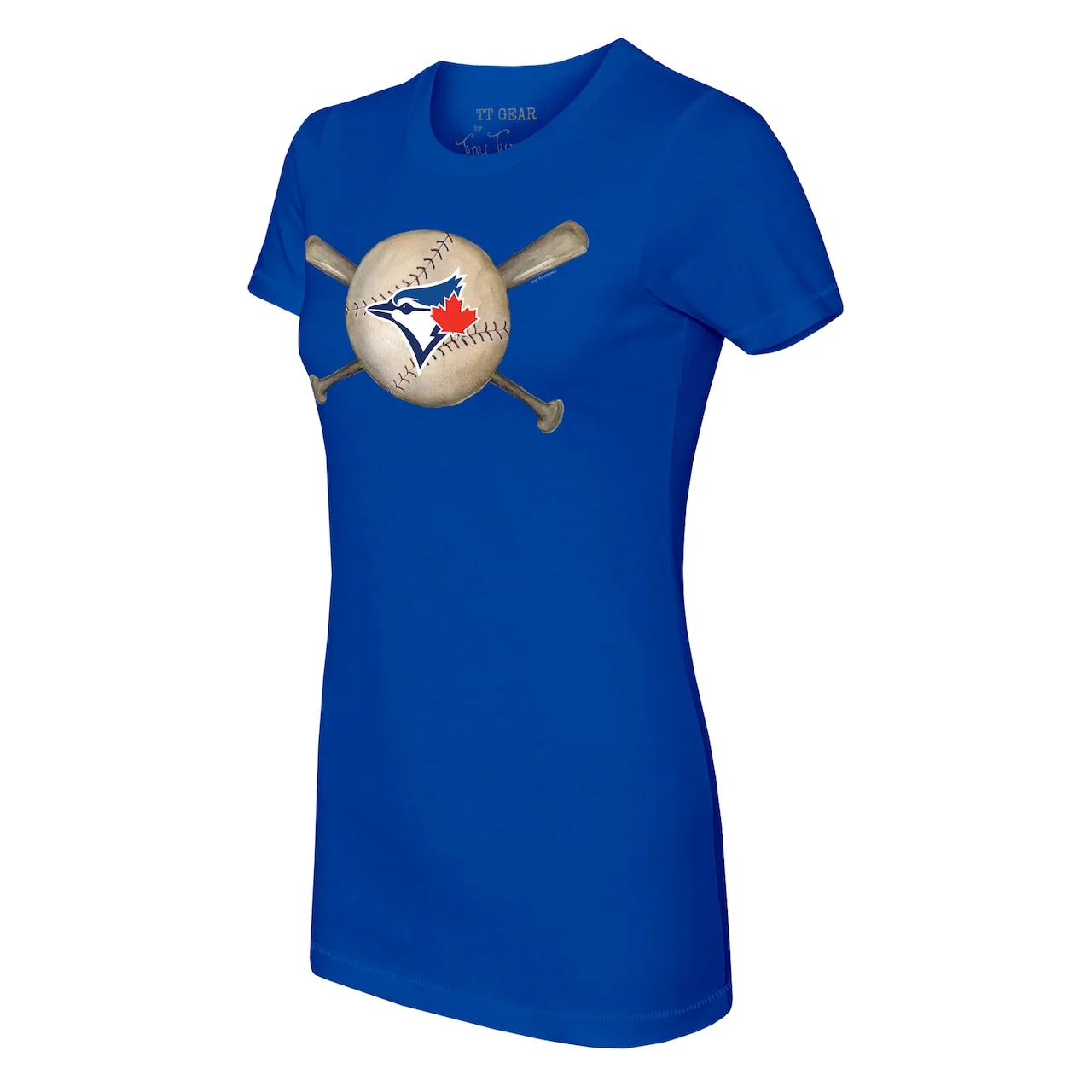 Women's Toronto Blue Jays Tiny Turnip Royal Baseball Cross Bats T-Shirt 4 Women's Toronto Blue Jays Tiny Turnip Royal Baseball Cross Bats T-Shirt - Image 2