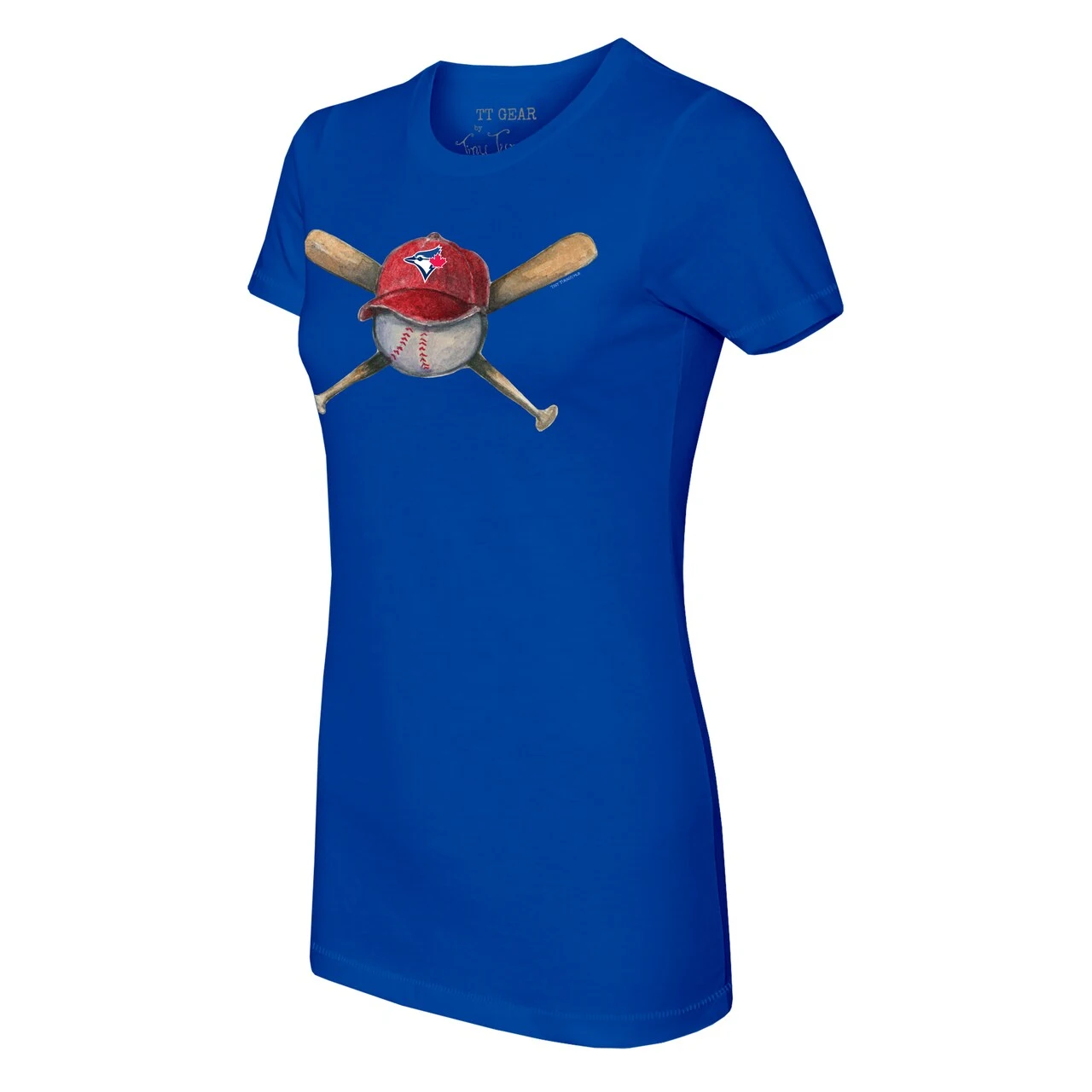 Women's Toronto Blue Jays Tiny Turnip Royal Hat Crossbats T-Shirt 4 Women's Toronto Blue Jays Tiny Turnip Royal Hat Crossbats T-Shirt - Image 2