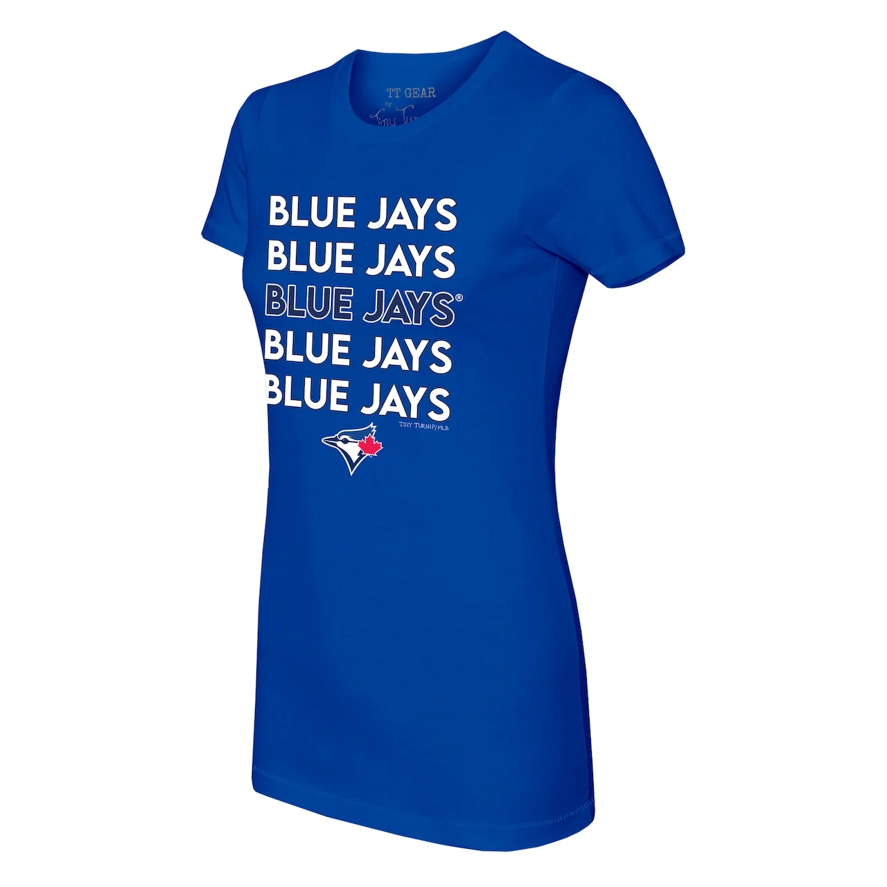 Women's Toronto Blue Jays Tiny Turnip Royal Stacked T-Shirt 4 Women's Toronto Blue Jays Tiny Turnip Royal Stacked T-Shirt - Image 2