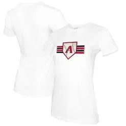 Women's Arizona Diamondbacks Tiny Turnip White Base Stripe T-Shirt