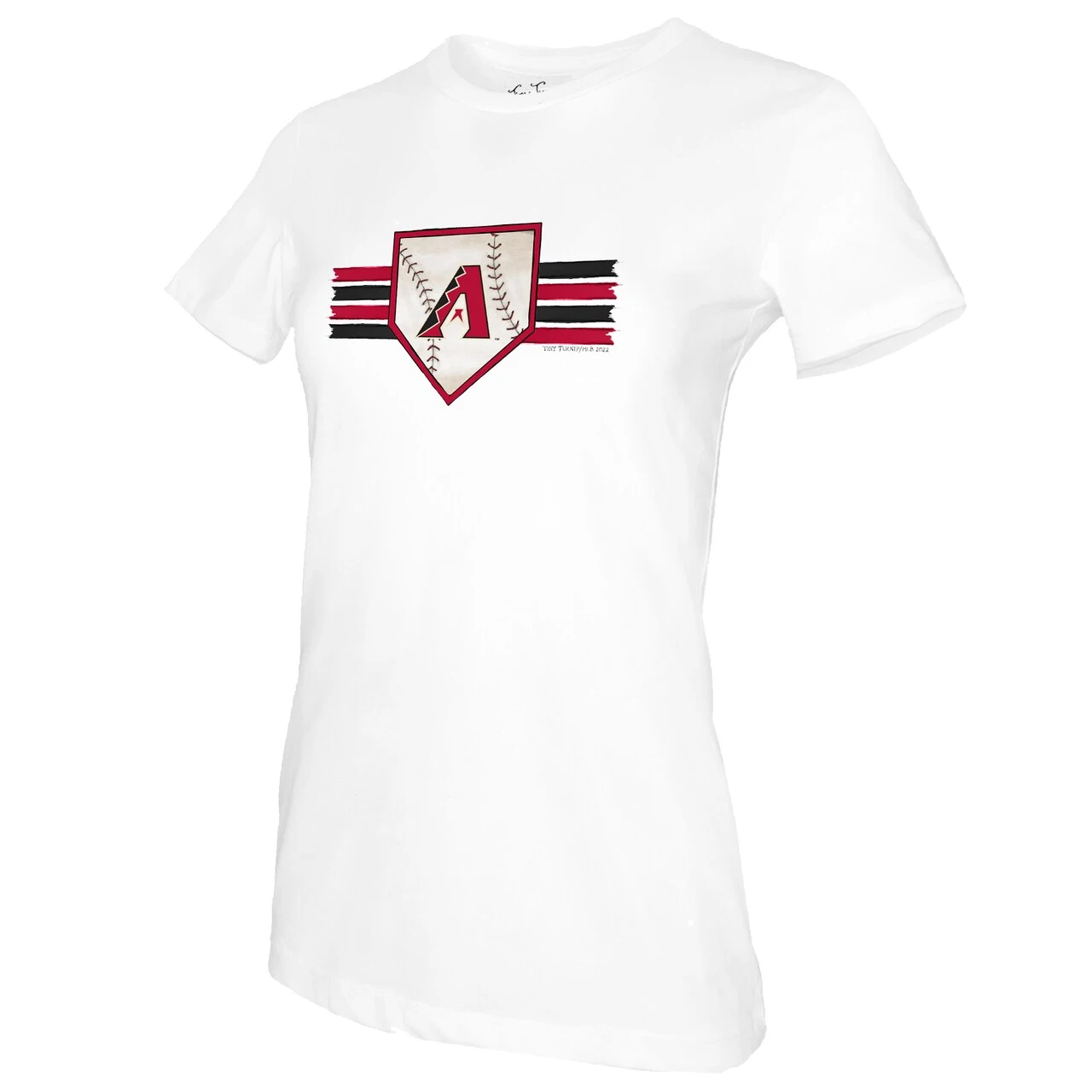 Women's Arizona Diamondbacks Tiny Turnip White Base Stripe T-Shirt 4 Women's Arizona Diamondbacks Tiny Turnip White Base Stripe T-Shirt - Image 2