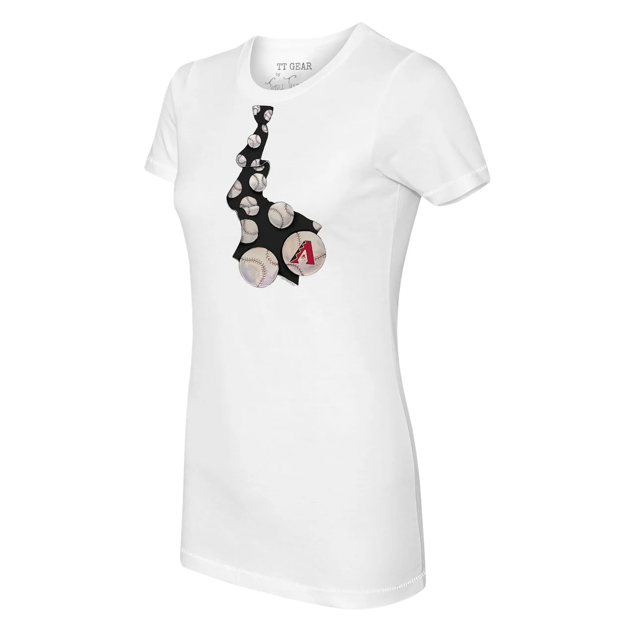 Women's Arizona Diamondbacks Tiny Turnip White Baseball Tie T-Shirt 4 Women's Arizona Diamondbacks Tiny Turnip White Baseball Tie T-Shirt - Image 2