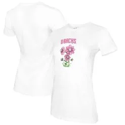 Women's Arizona Diamondbacks Tiny Turnip White Blooming Baseballs T-Shirt