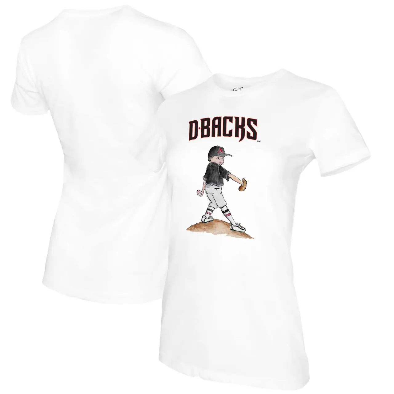 Women's Arizona Diamondbacks Tiny Turnip White Clemente T-Shirt 3 Women's Arizona Diamondbacks Tiny Turnip White Clemente T-Shirt