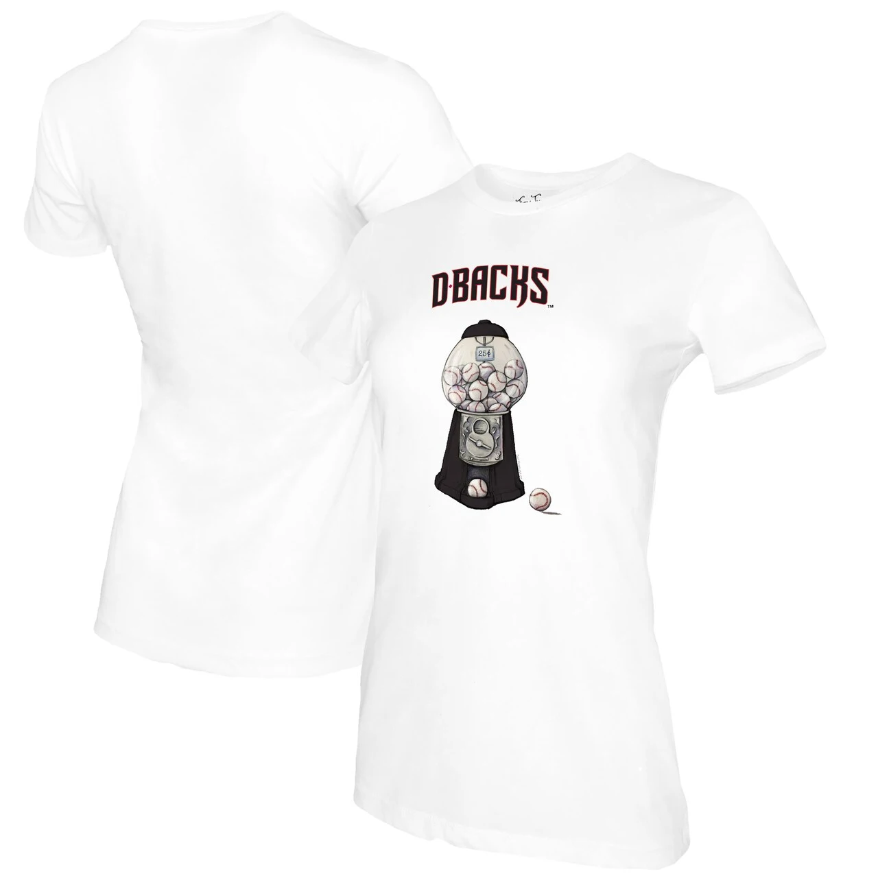 Women's Arizona Diamondbacks Tiny Turnip White Gumball Machine T-Shirt 3 Women's Arizona Diamondbacks Tiny Turnip White Gumball Machine T-Shirt