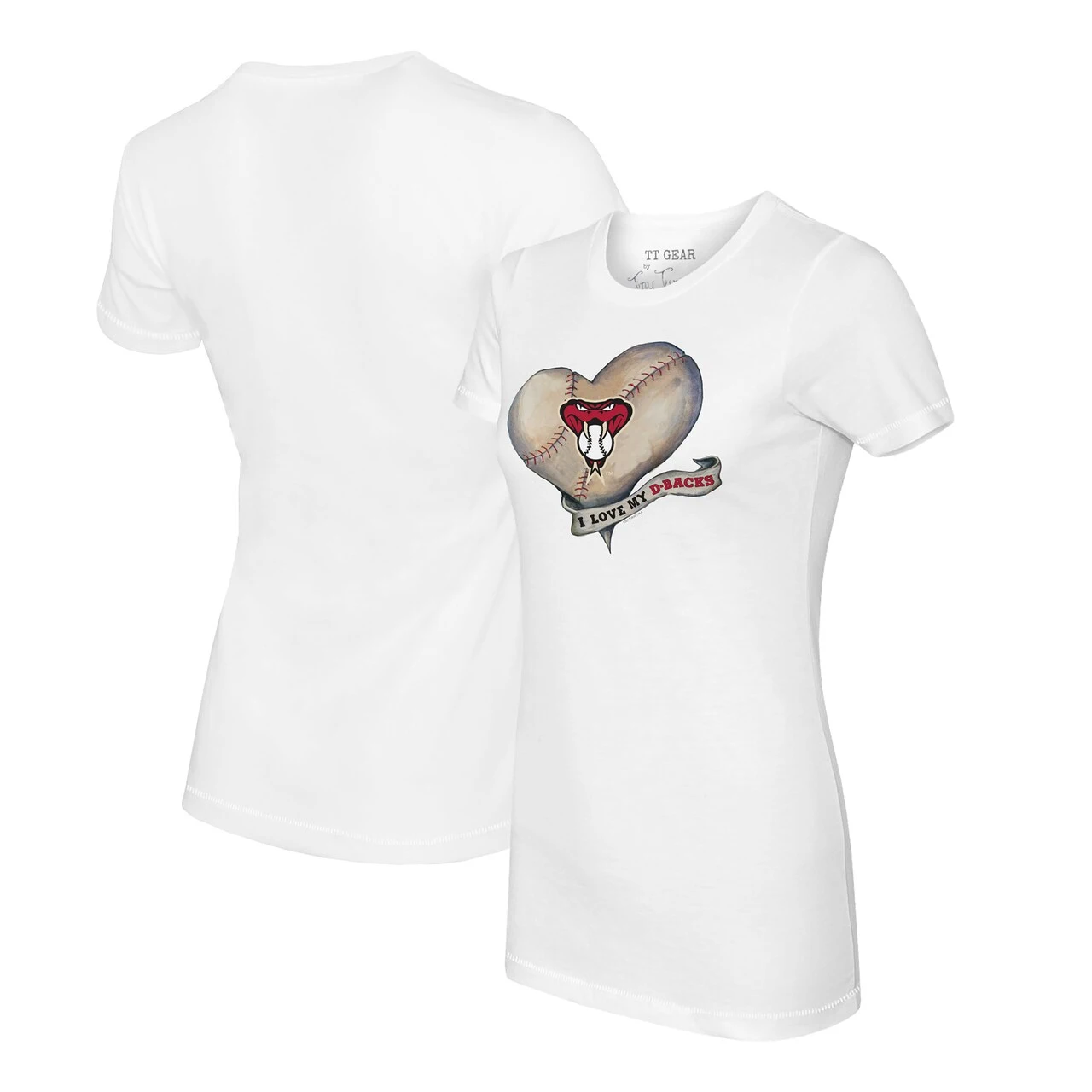 Women's Arizona Diamondbacks Tiny Turnip White Heart Banner T-Shirt 3 Women's Arizona Diamondbacks Tiny Turnip White Heart Banner T-Shirt
