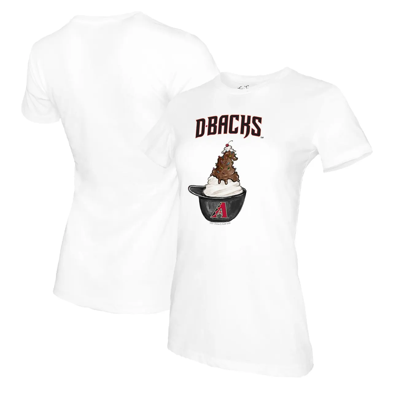 Women's Arizona Diamondbacks Tiny Turnip White Sundae Helmet T-Shirt 3 Women's Arizona Diamondbacks Tiny Turnip White Sundae Helmet T-Shirt