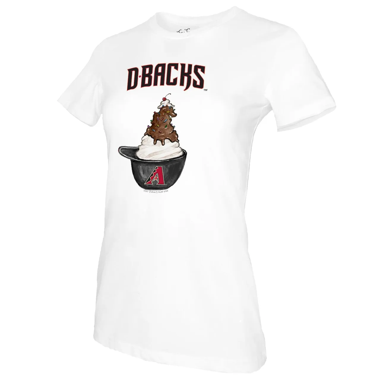 Women's Arizona Diamondbacks Tiny Turnip White Sundae Helmet T-Shirt 4 Women's Arizona Diamondbacks Tiny Turnip White Sundae Helmet T-Shirt - Image 2