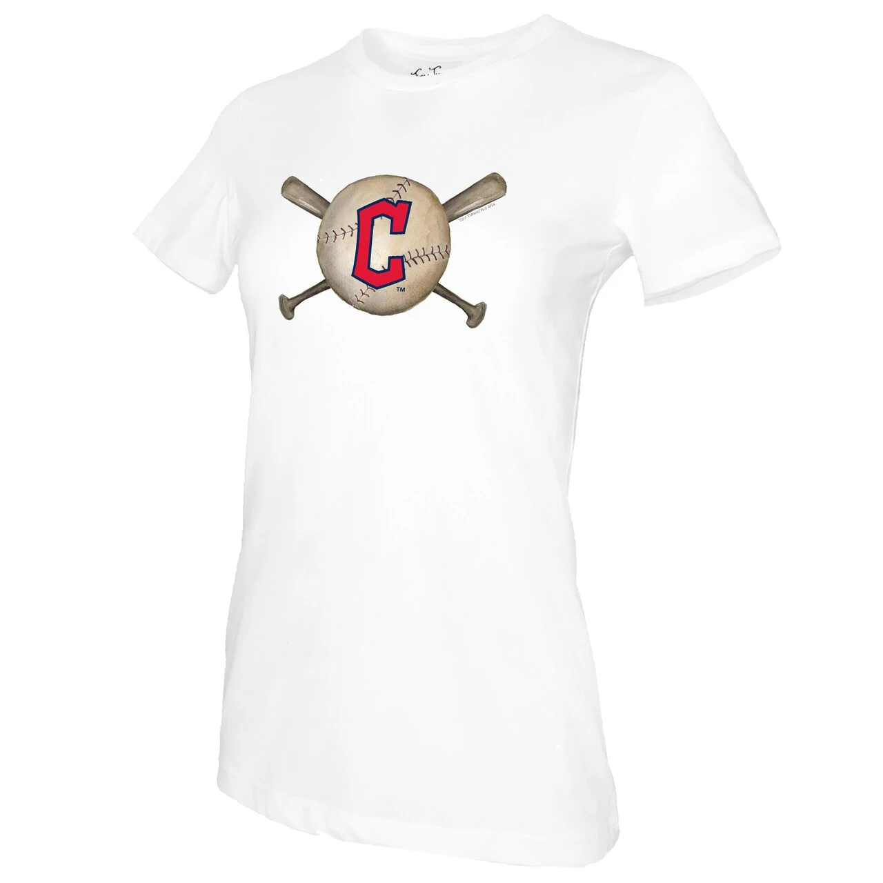 Women's Cleveland Guardians Tiny Turnip White Baseball Crossbats T-Shirt 4 Women's Cleveland Guardians Tiny Turnip White Baseball Crossbats T-Shirt - Image 2