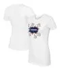 Women's Cleveland Guardians Tiny Turnip White Baseball Pow T-Shirt