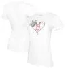 Women's Cleveland Guardians Tiny Turnip White Baseball Tiara Heart T-Shirt