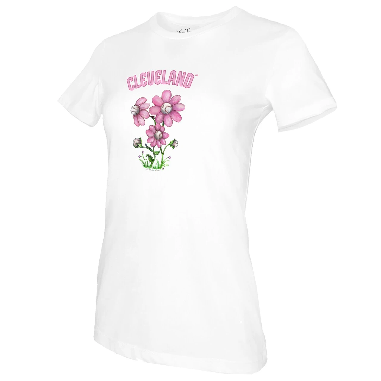 Women's Cleveland Guardians Tiny Turnip White Blooming Baseballs T-Shirt 4 Women's Cleveland Guardians Tiny Turnip White Blooming Baseballs T-Shirt - Image 2
