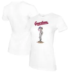 Women's Cleveland Guardians Tiny Turnip White Bubbles T-Shirt