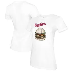 Women's Cleveland Guardians Tiny Turnip White Burger T-Shirt