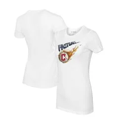 Women's Cleveland Guardians Tiny Turnip White Fastball T-Shirt