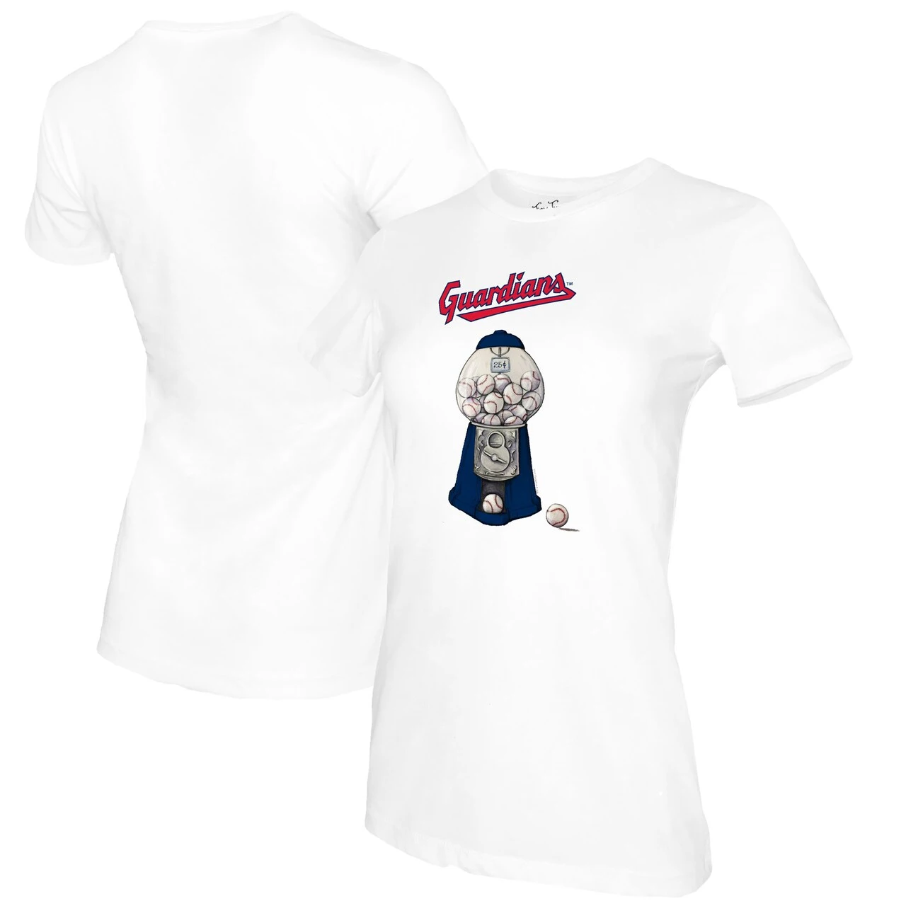 Women's Cleveland Guardians Tiny Turnip White Gumball Machine T-Shirt 3 Women's Cleveland Guardians Tiny Turnip White Gumball Machine T-Shirt
