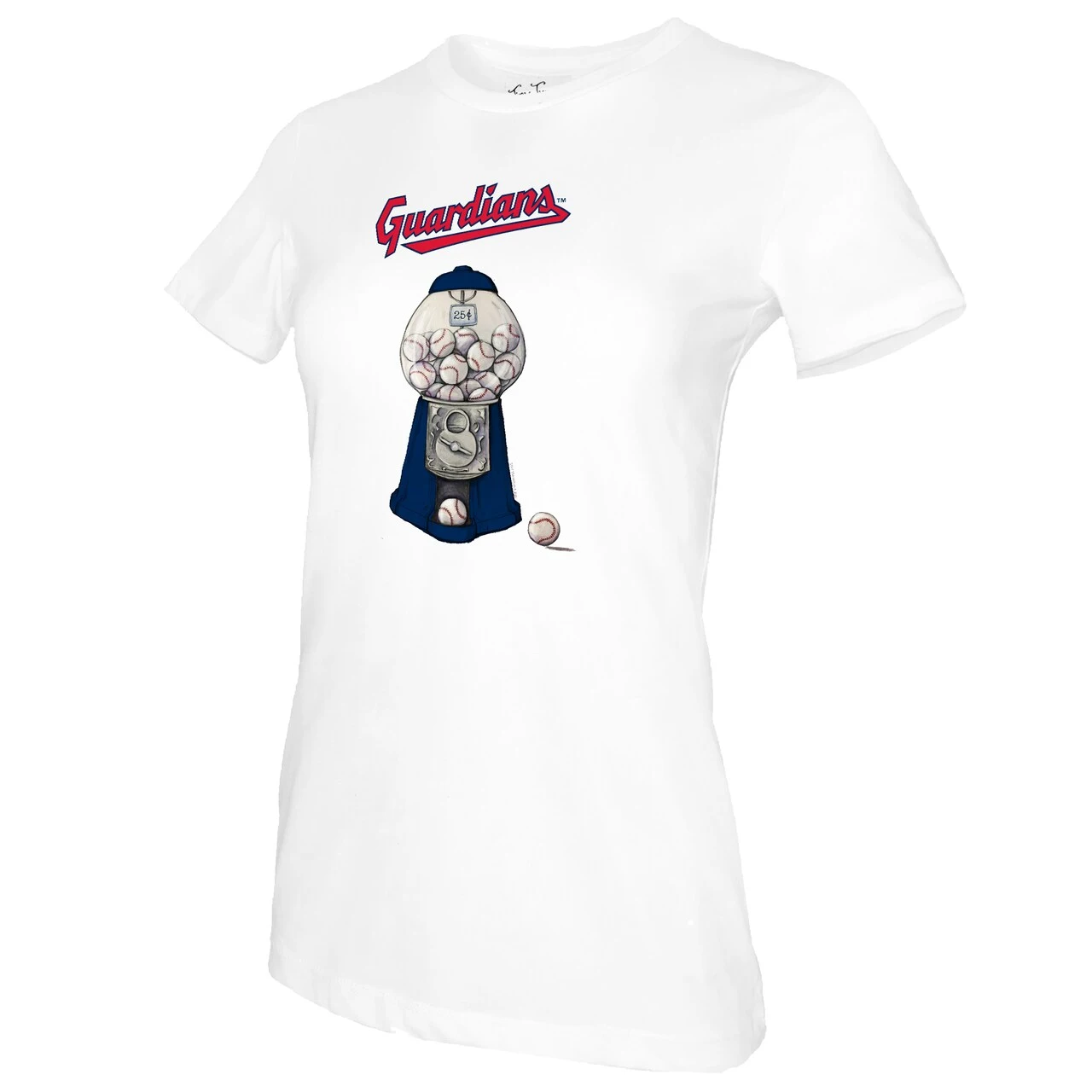 Women's Cleveland Guardians Tiny Turnip White Gumball Machine T-Shirt 4 Women's Cleveland Guardians Tiny Turnip White Gumball Machine T-Shirt - Image 2