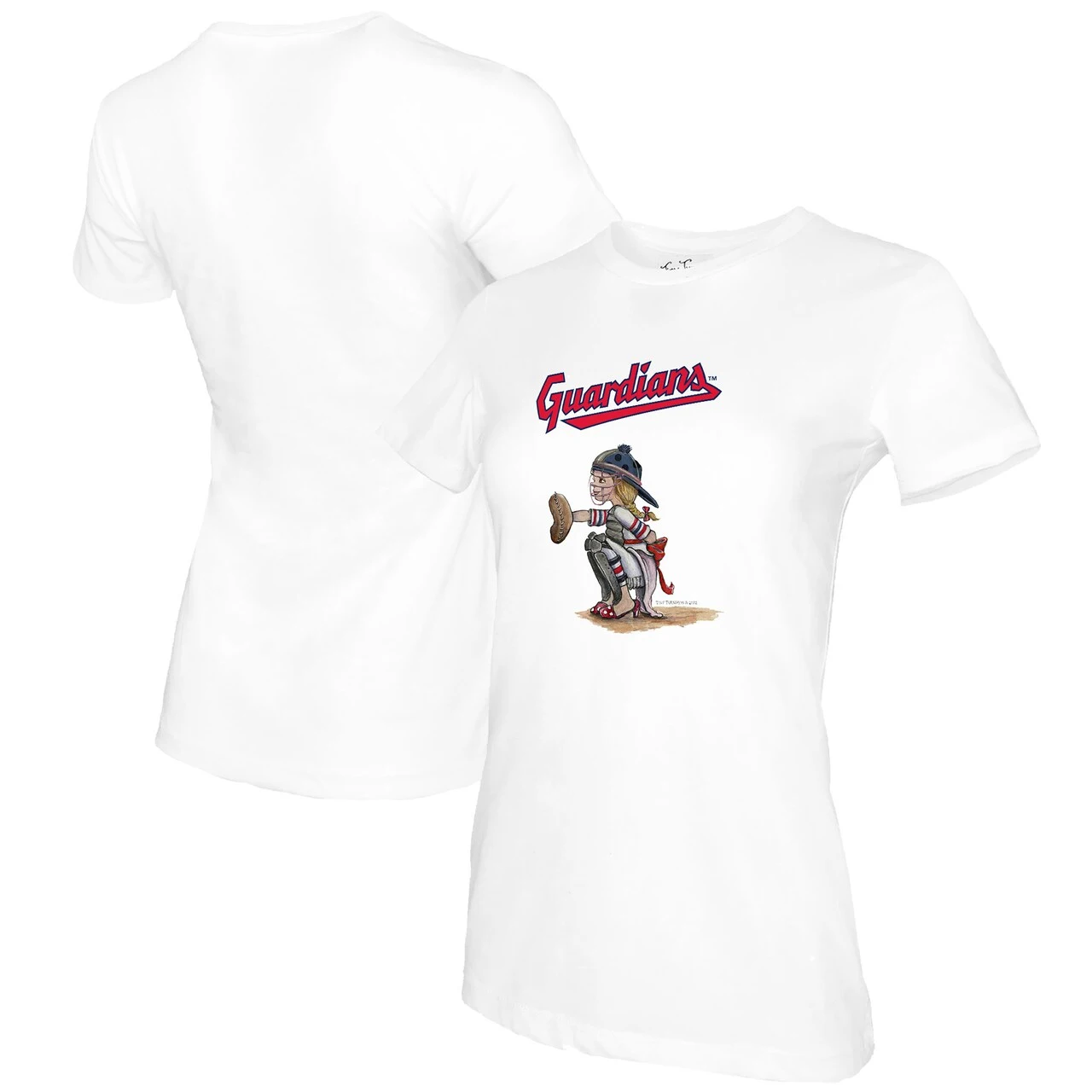 Women's Cleveland Guardians Tiny Turnip White Kate The Catcher T-Shirt 3 Women's Cleveland Guardians Tiny Turnip White Kate The Catcher T-Shirt