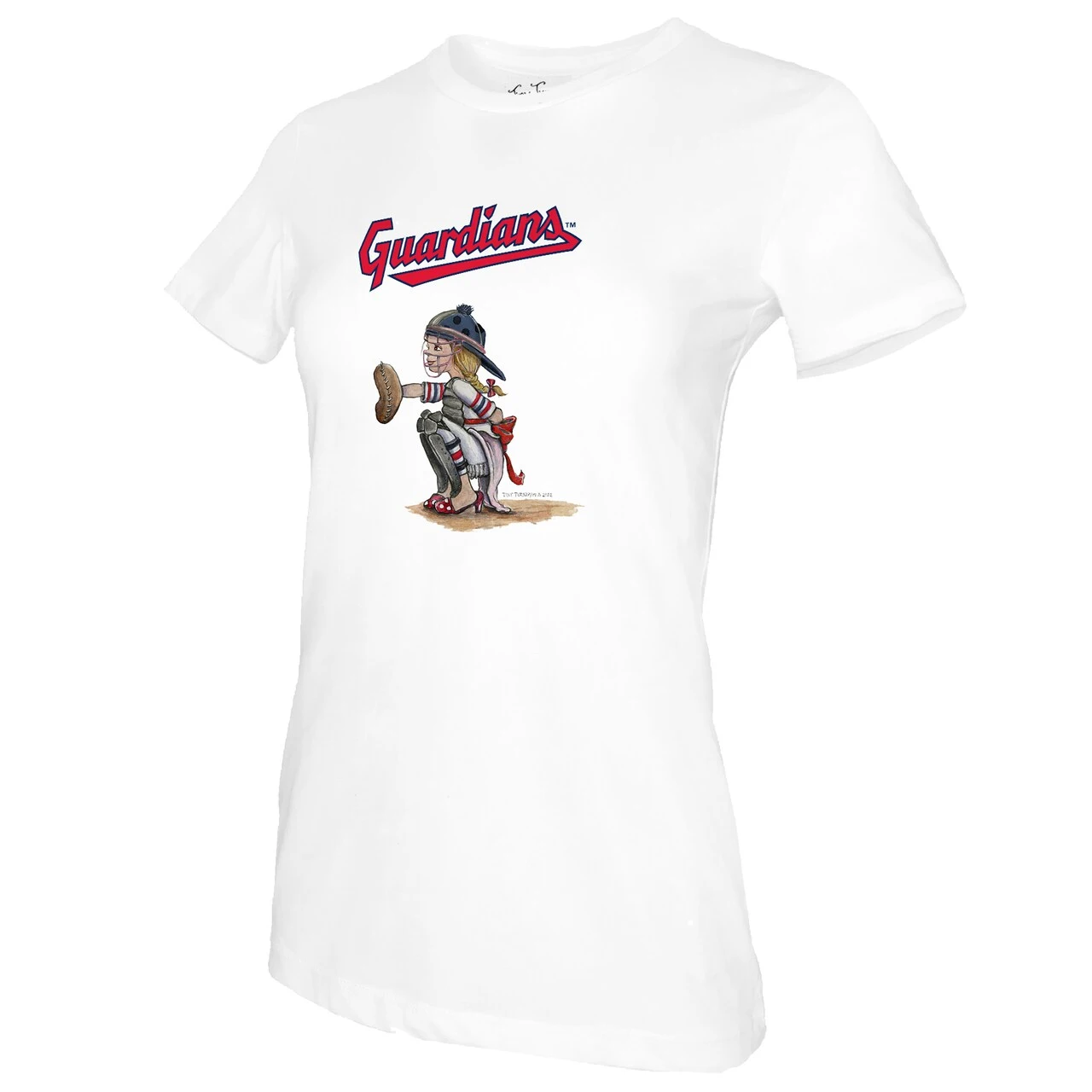 Women's Cleveland Guardians Tiny Turnip White Kate The Catcher T-Shirt 4 Women's Cleveland Guardians Tiny Turnip White Kate The Catcher T-Shirt - Image 2