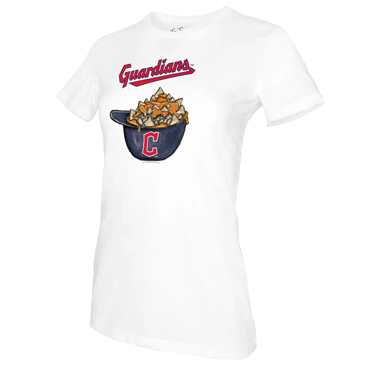 Women's Cleveland Guardians Tiny Turnip White Nacho Helmet T-Shirt 4 Women's Cleveland Guardians Tiny Turnip White Nacho Helmet T-Shirt - Image 2