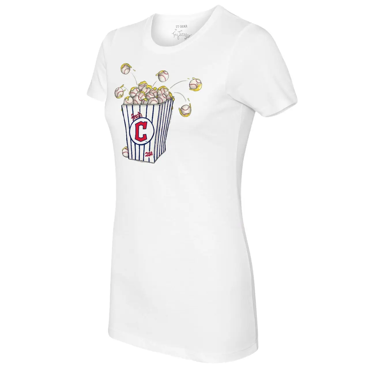 Women's Cleveland Guardians Tiny Turnip White Popcorn T-Shirt 4 Women's Cleveland Guardians Tiny Turnip White Popcorn T-Shirt - Image 2
