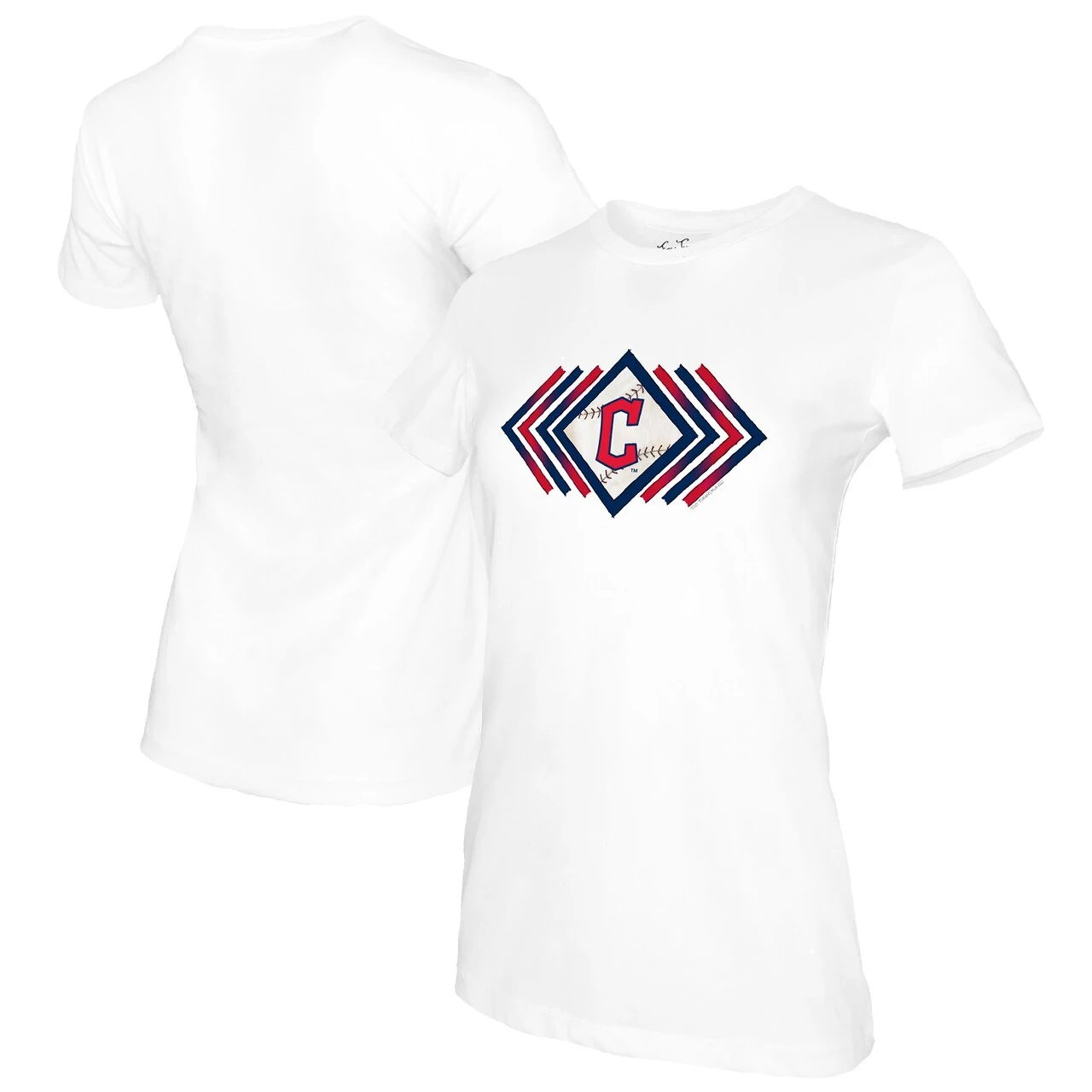 Women's Cleveland Guardians Tiny Turnip White Prism Arrows T-Shirt 3 Women's Cleveland Guardians Tiny Turnip White Prism Arrows T-Shirt