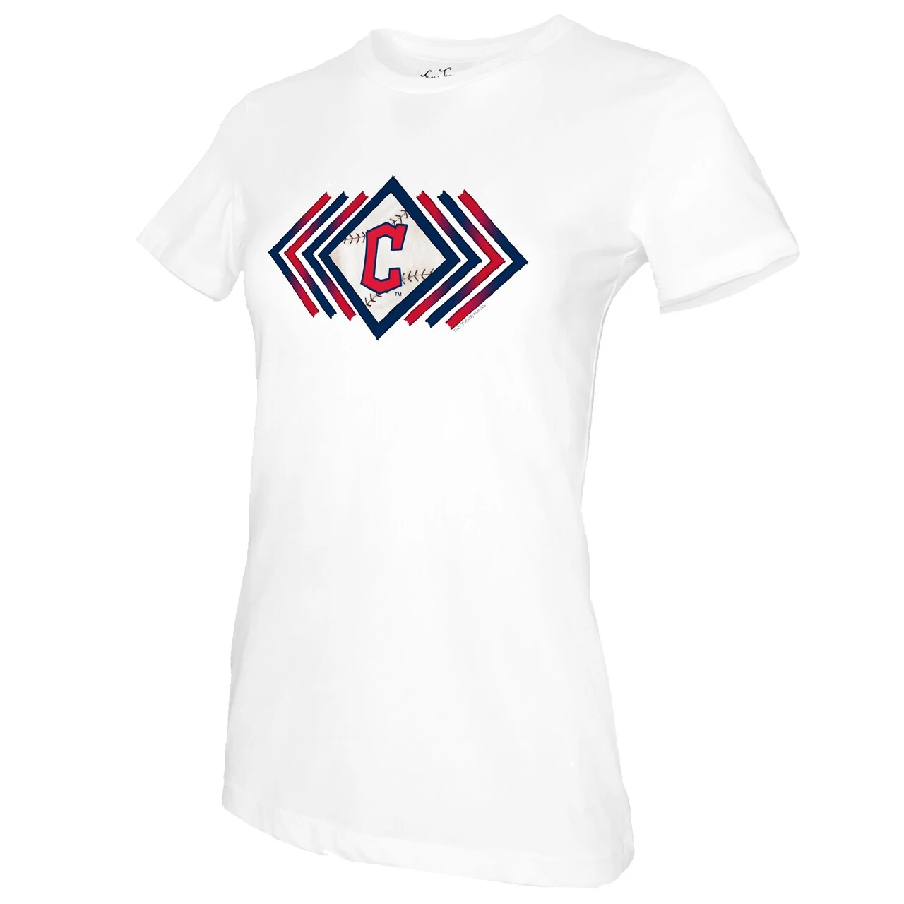 Women's Cleveland Guardians Tiny Turnip White Prism Arrows T-Shirt 4 Women's Cleveland Guardians Tiny Turnip White Prism Arrows T-Shirt - Image 2
