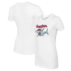 Women's Cleveland Guardians Tiny Turnip White Shark T-Shirt