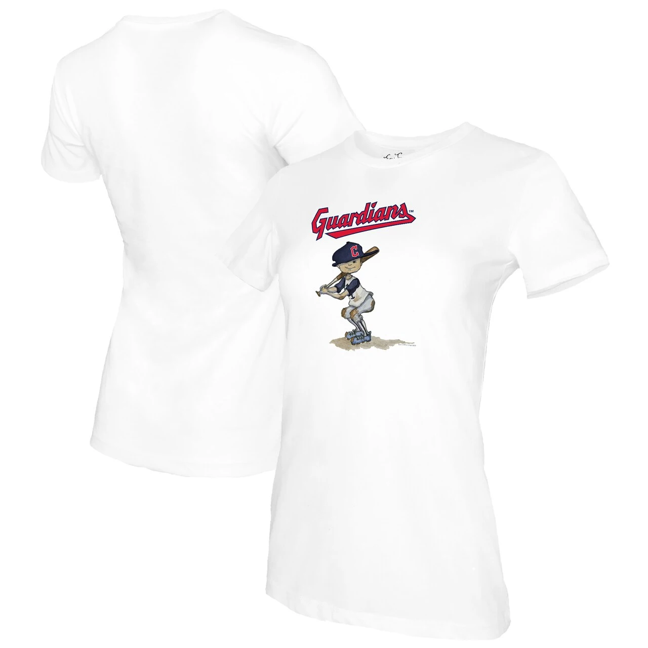 Women's Cleveland Guardians Tiny Turnip White Slugger T-Shirt 3 Women's Cleveland Guardians Tiny Turnip White Slugger T-Shirt