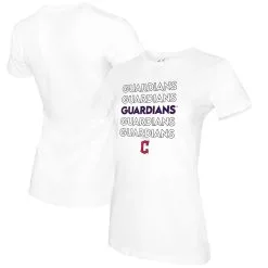 Women's Cleveland Guardians Tiny Turnip White Stacked T-Shirt