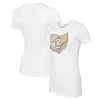 Women's Cleveland Guardians Tiny Turnip White State Outline T-Shirt