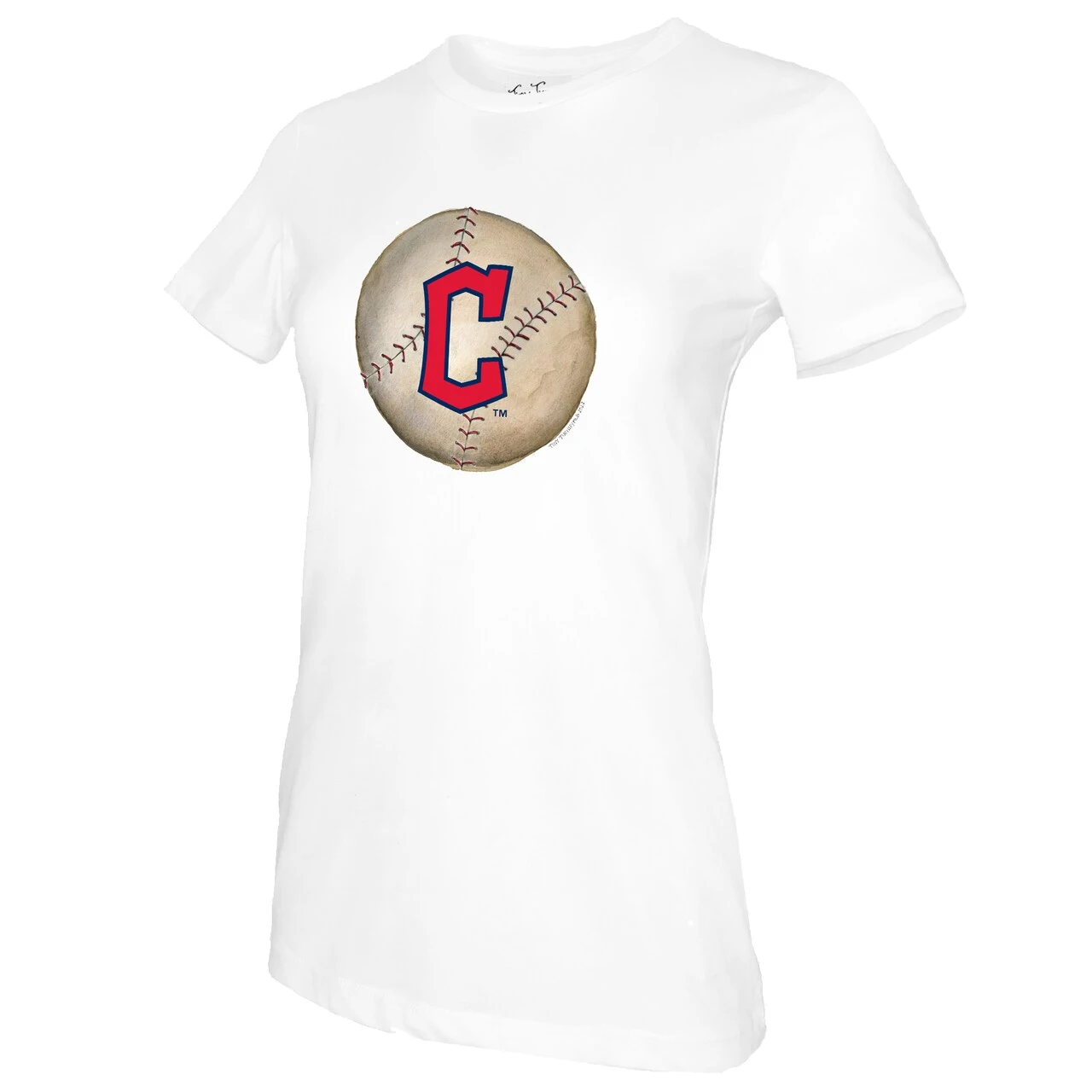 Women's Cleveland Guardians Tiny Turnip White Stitched Baseball T-Shirt 4 Women's Cleveland Guardians Tiny Turnip White Stitched Baseball T-Shirt - Image 2