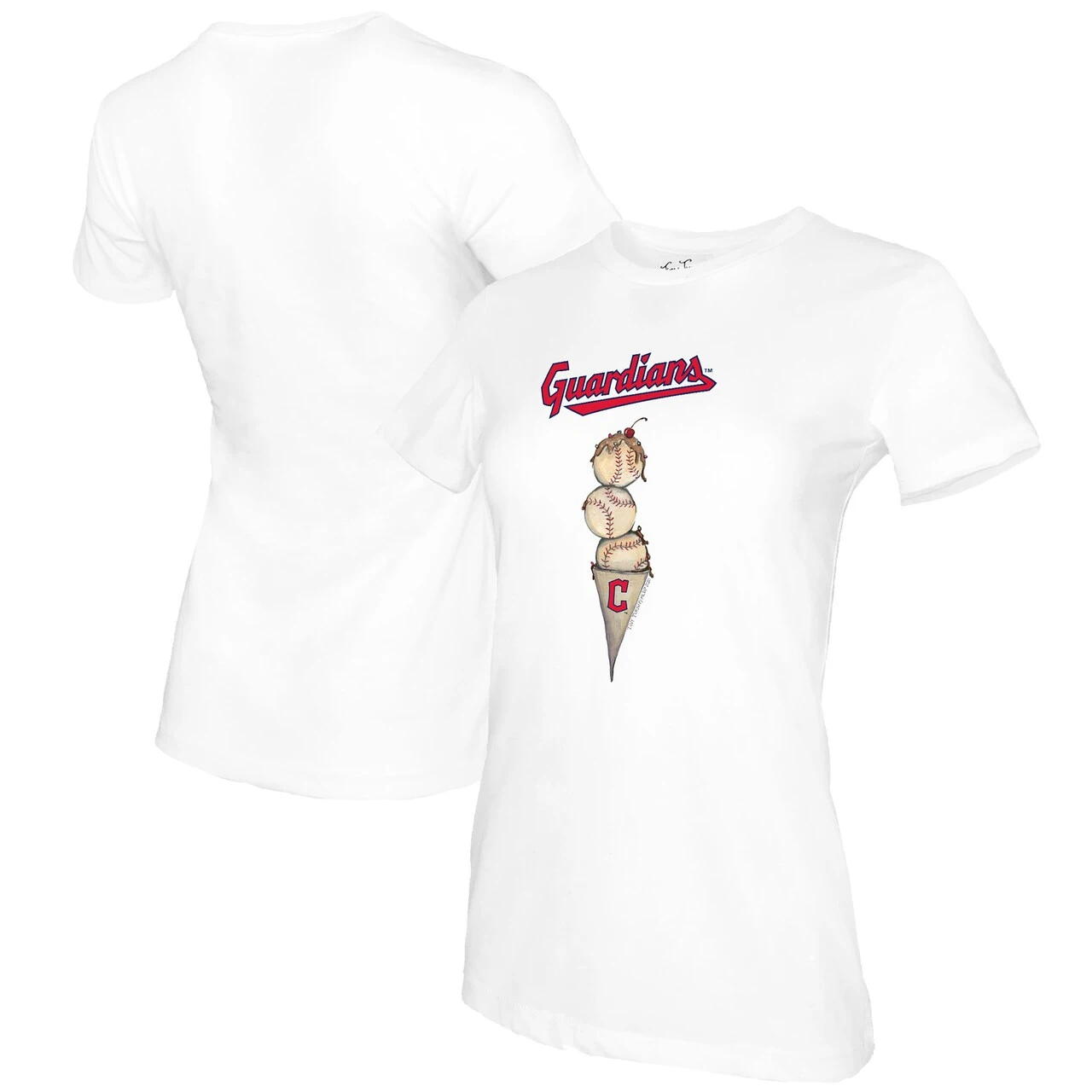 Women's Cleveland Guardians Tiny Turnip White Triple Scoop T-Shirt 3 Women's Cleveland Guardians Tiny Turnip White Triple Scoop T-Shirt