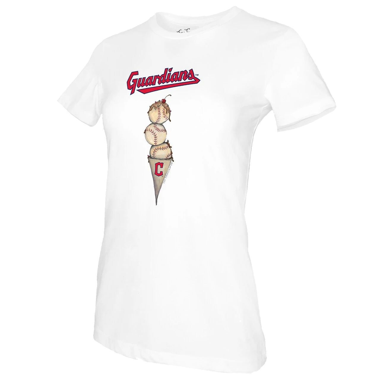 Women's Cleveland Guardians Tiny Turnip White Triple Scoop T-Shirt 4 Women's Cleveland Guardians Tiny Turnip White Triple Scoop T-Shirt - Image 2