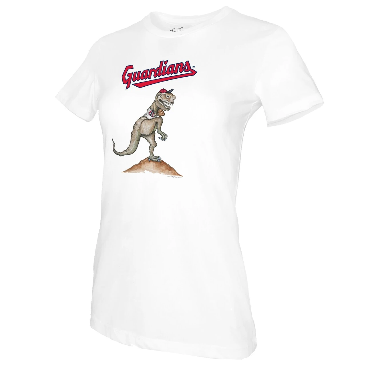 Women's Cleveland Guardians Tiny Turnip White TT Rex T-Shirt 4 Women's Cleveland Guardians Tiny Turnip White TT Rex T-Shirt - Image 2