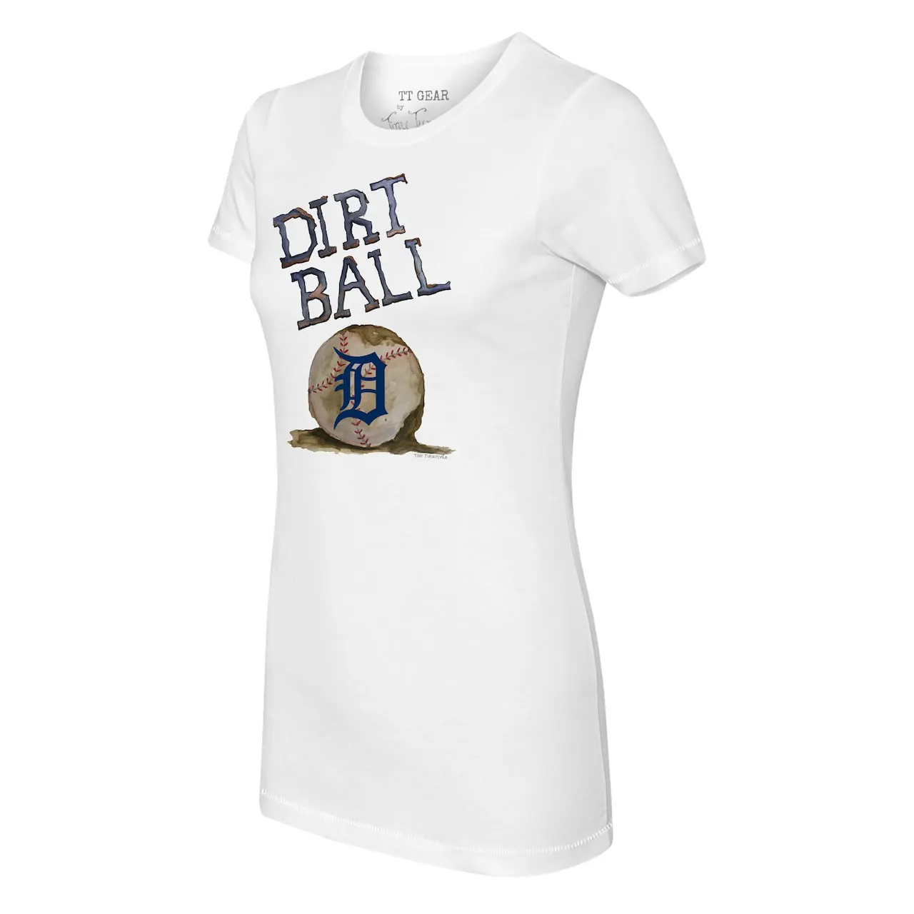 Women's Detroit Tigers Tiny Turnip White Dirt Ball T-Shirt 4 Women's Detroit Tigers Tiny Turnip White Dirt Ball T-Shirt - Image 2