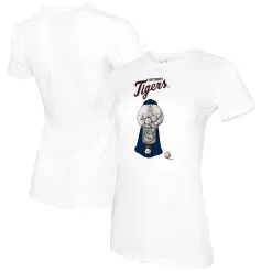 Women's Detroit Tigers Tiny Turnip White Gumball Machine T-Shirt