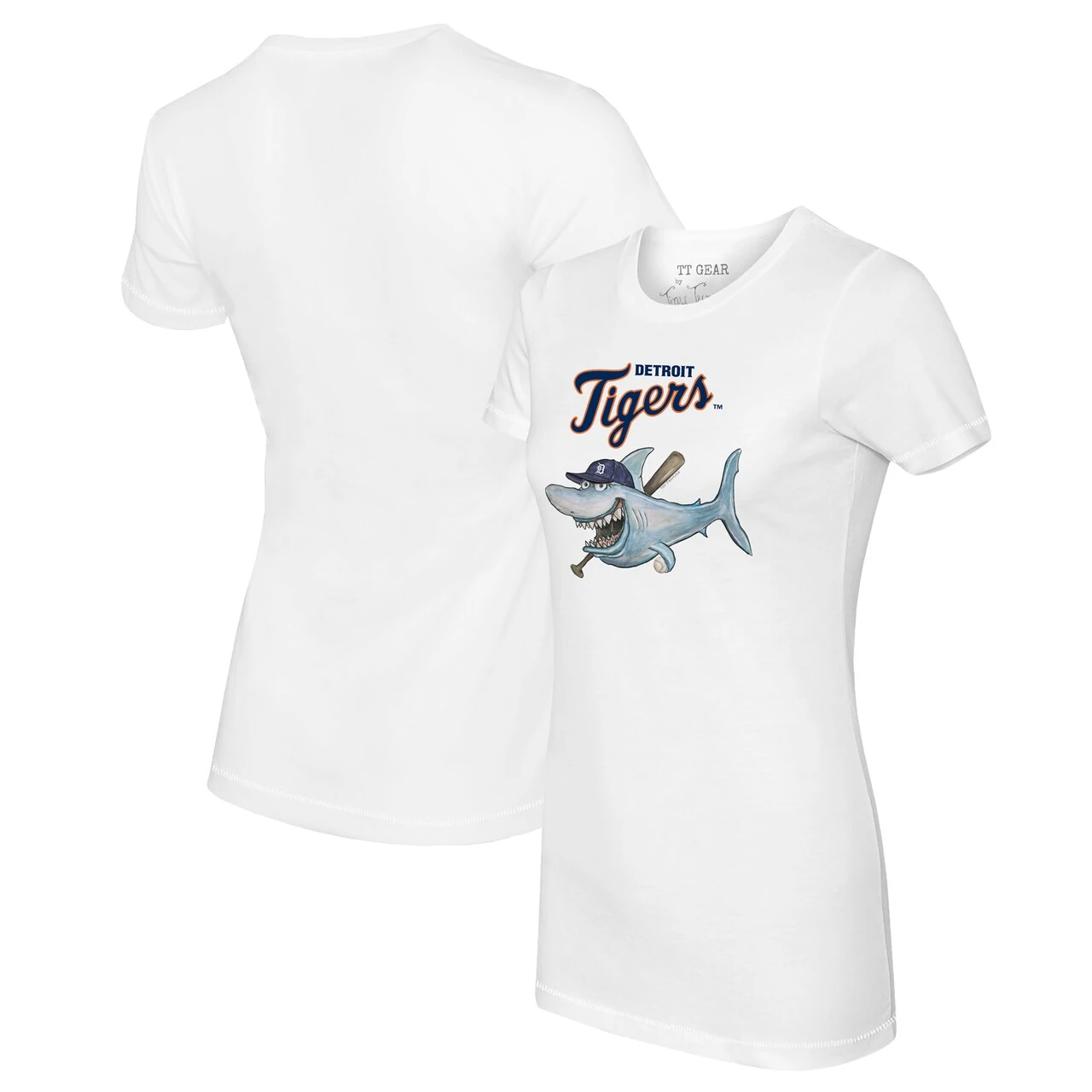 Women's Detroit Tigers Tiny Turnip White Shark Logo T-Shirt 3 Women's Detroit Tigers Tiny Turnip White Shark Logo T-Shirt